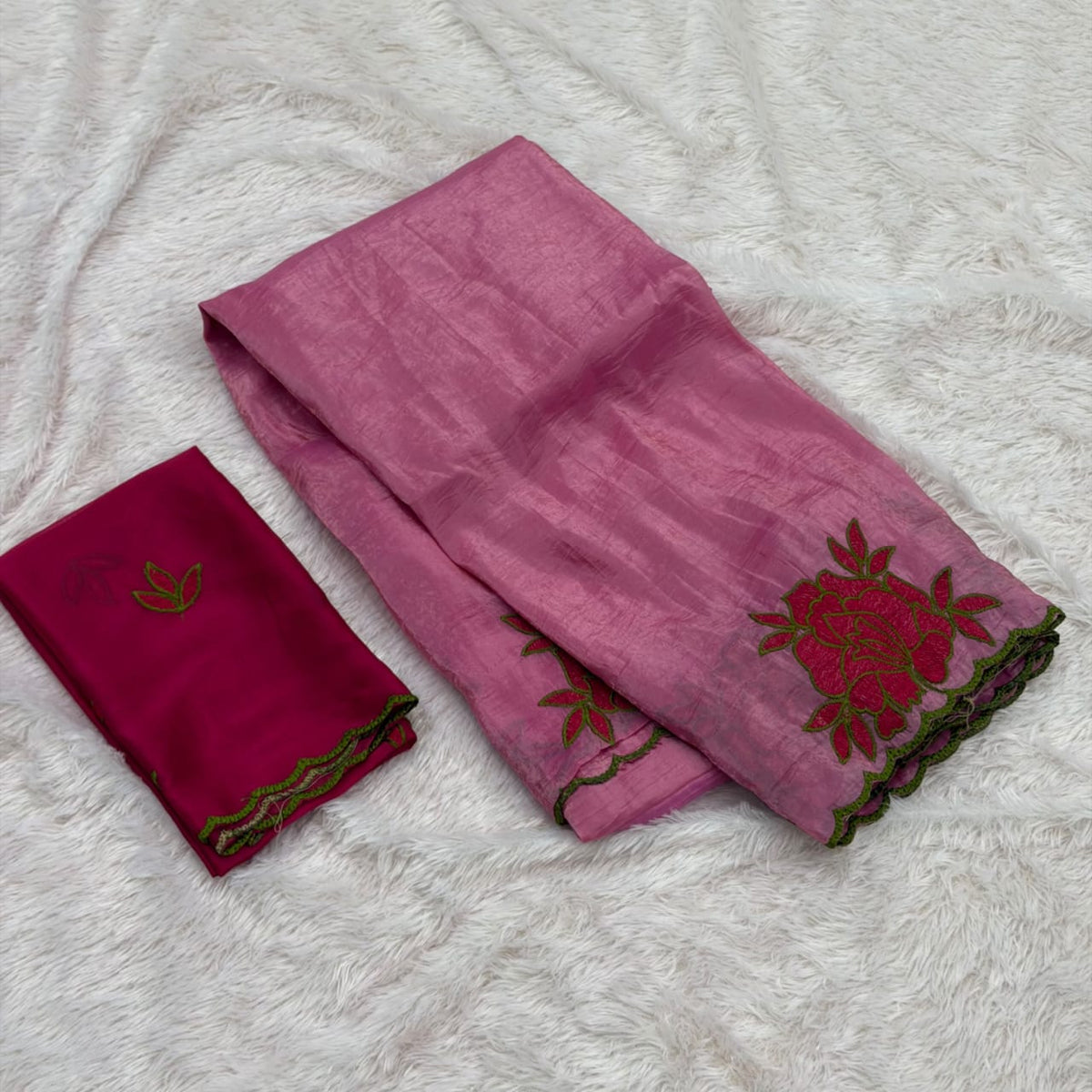 Rose Designer Saree - Pink