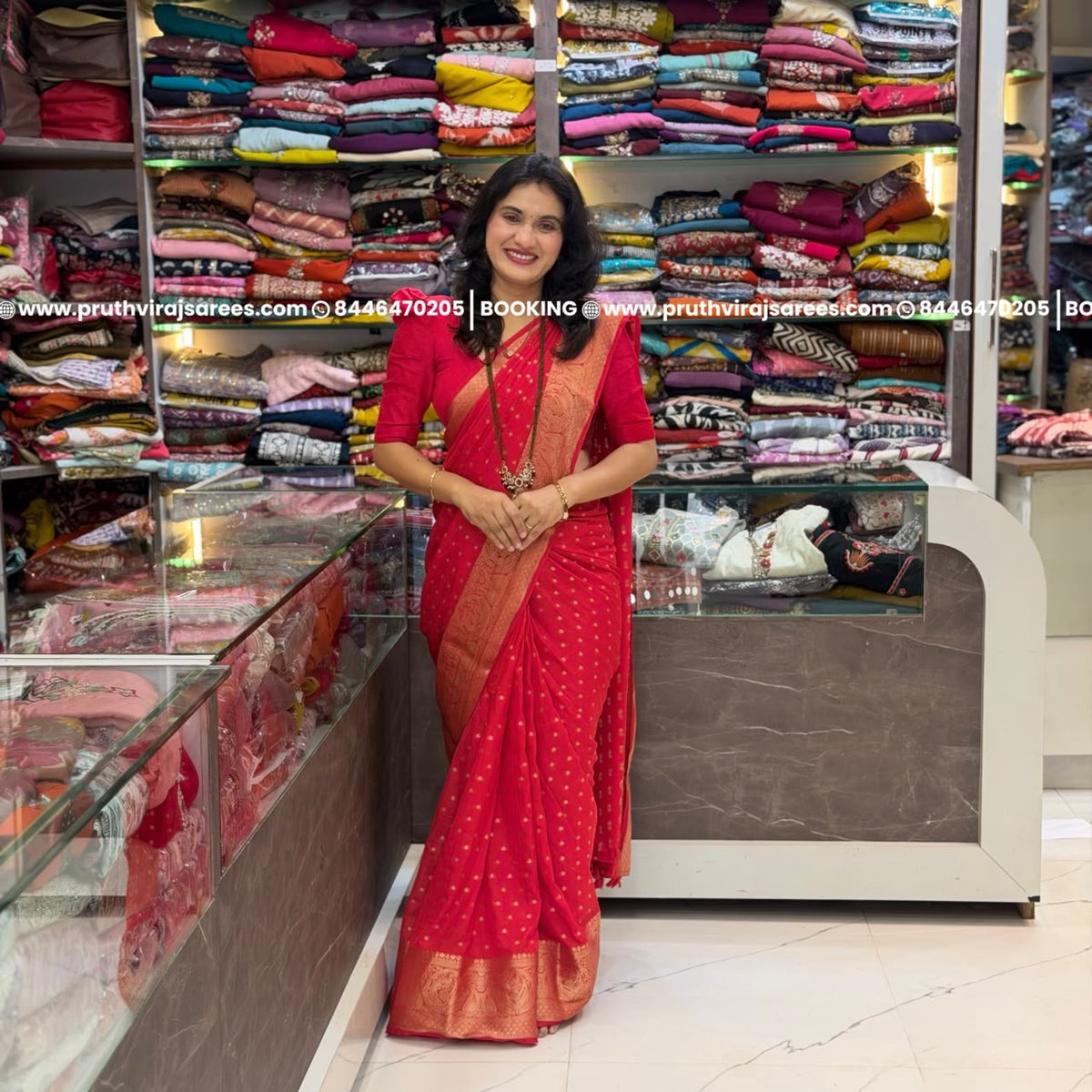 Banarasi Saree with Hazari Butti Work - Red