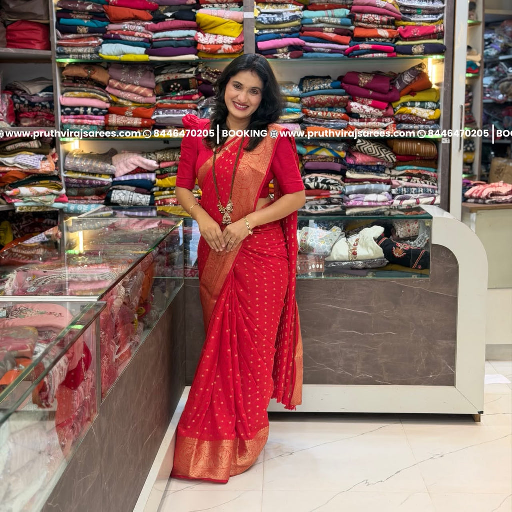 Banarasi Saree with Hazari Butti Work - Red