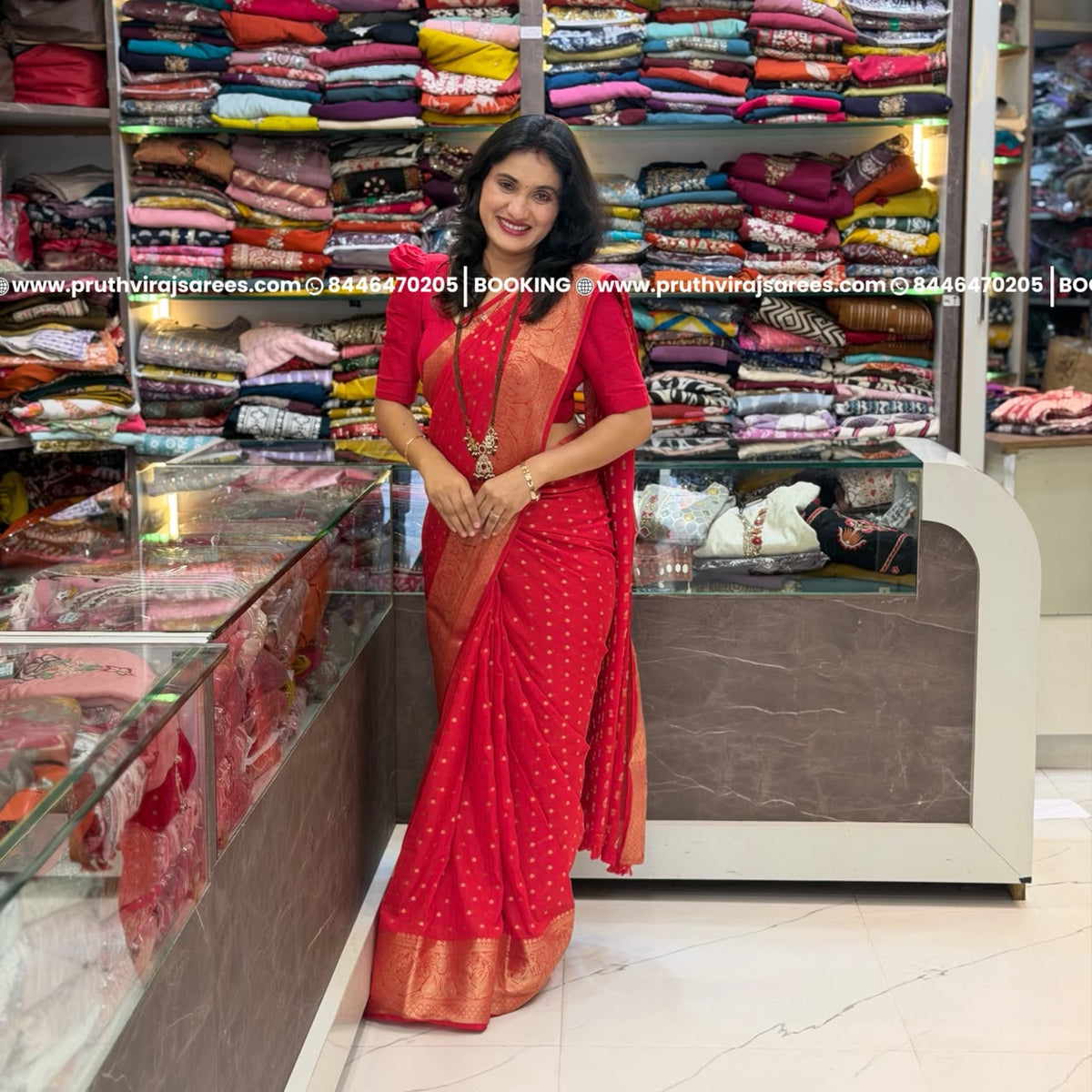 Banarasi Saree with Hazari Butti Work - Red