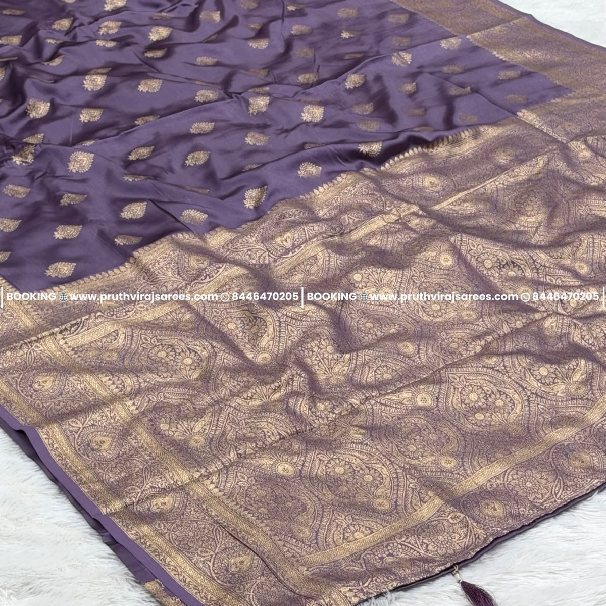 Best Mashru Silk Saree –  Dusty Levender