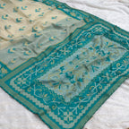 Patila Designer Saree - Off White With Rama