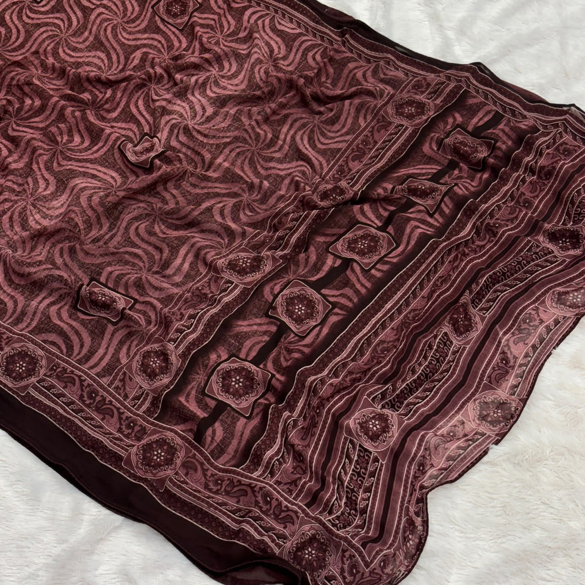 Asavari  Gorgette Saree  - Wine Maroon