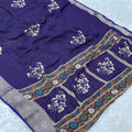 Designer Checks Jute Saree – Purple