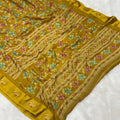 Weightless Marshmallow Fabric Saree - Mustered Yellow
