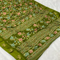 Weightless Marshmallow Fabric Saree - Parrot Green