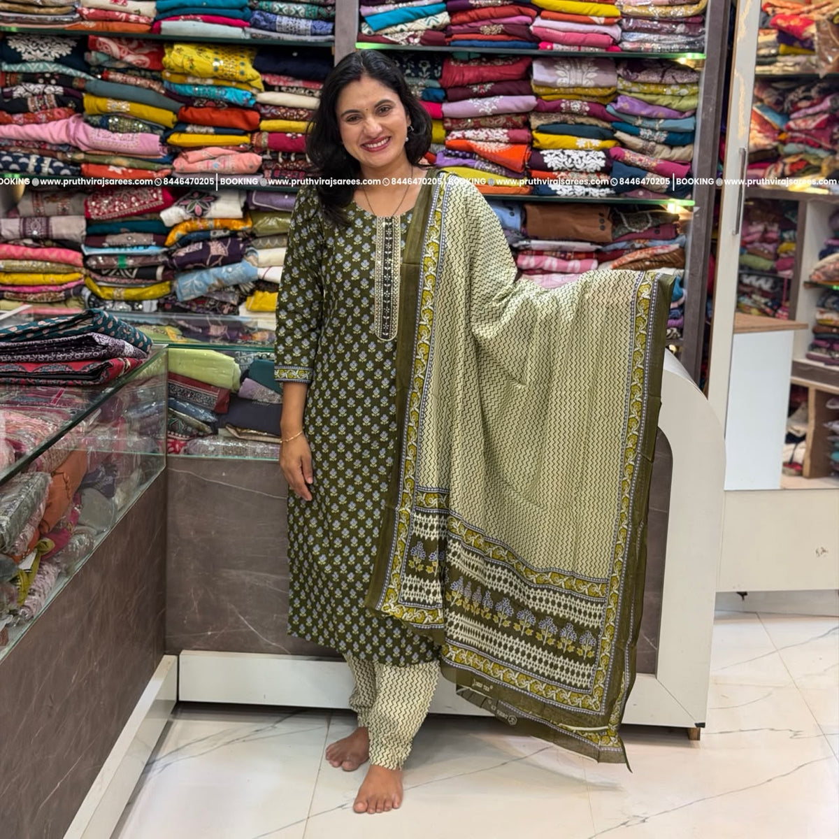 Point 8 Brand Cotton Dress Set - Mehandi