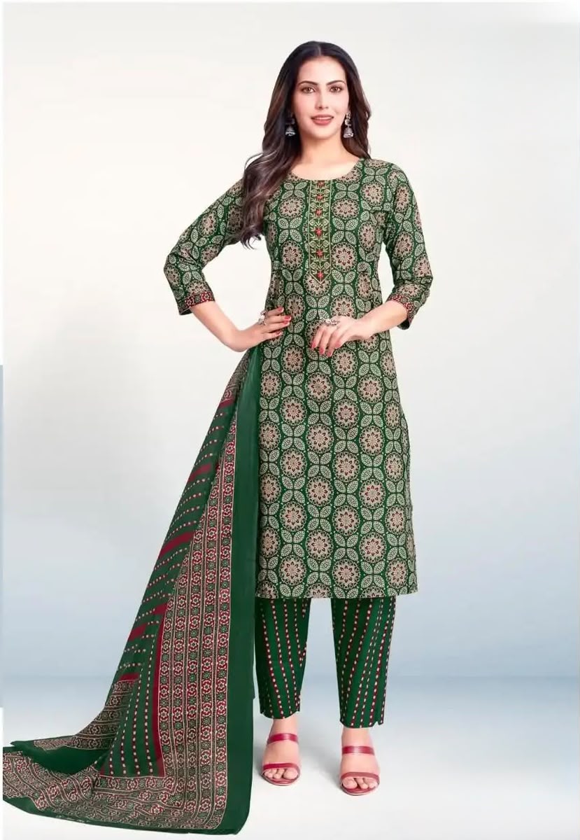 Point 8 Brand Cotton Dress Set - Dark Green