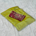 Designer Embellished Saree - Pista Green / Yellowish