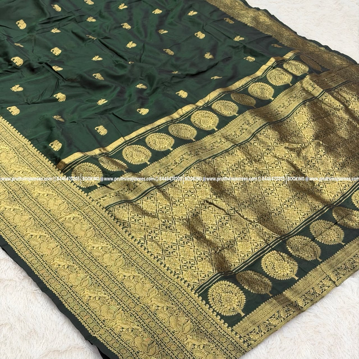 Occassion Use Kathpadar Saree - Bottle Green