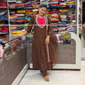 Diwali Special Designer Long Umbrella Kurti Set - Choclate