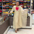 Diwali Special Designer Long Umbrella Kurti Set - White