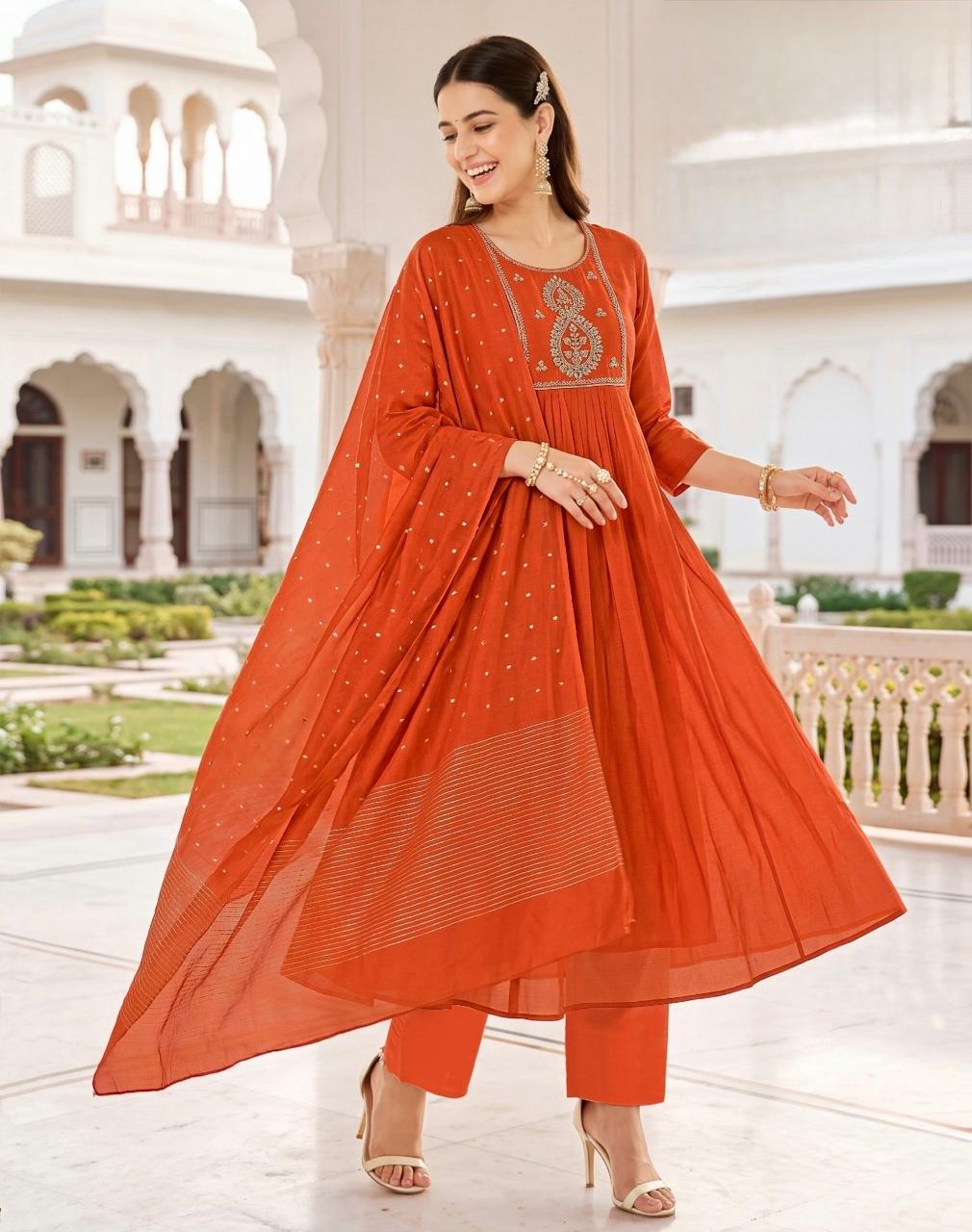 Miss Chiffon Designer Dress – Orange