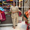 Glass Fabric Designer Dress Set- Cream