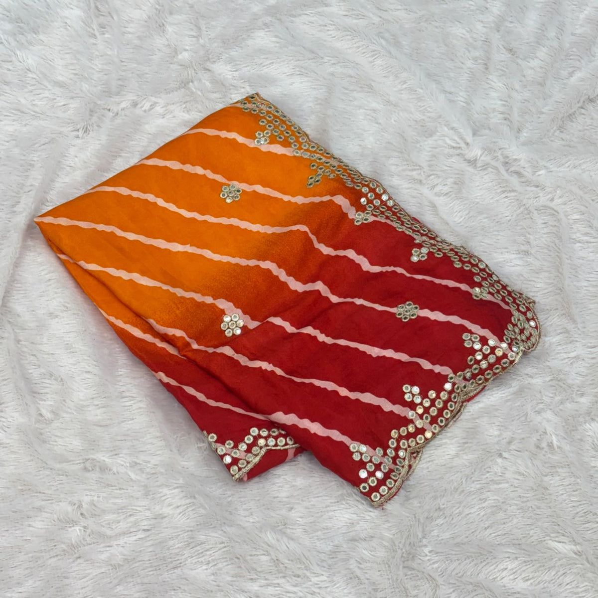 Designer Bandhani Saree - Rust