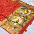 Rajhans Kalkatta Cotton Saree - Rust