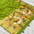 Rajhans Kalkatta Cotton Saree - Parrot Green