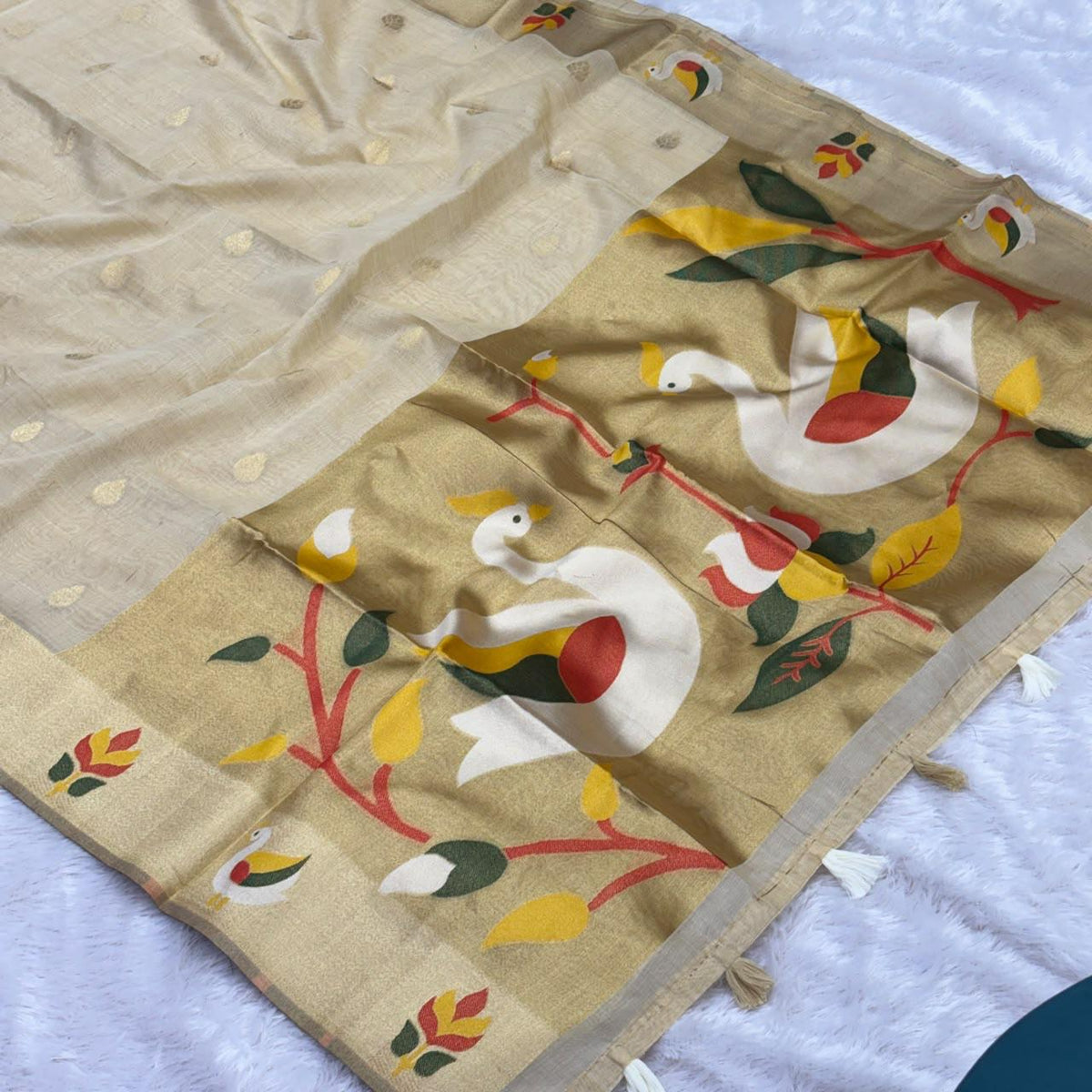 Rajhans Kalkatta Cotton Saree - Off White
