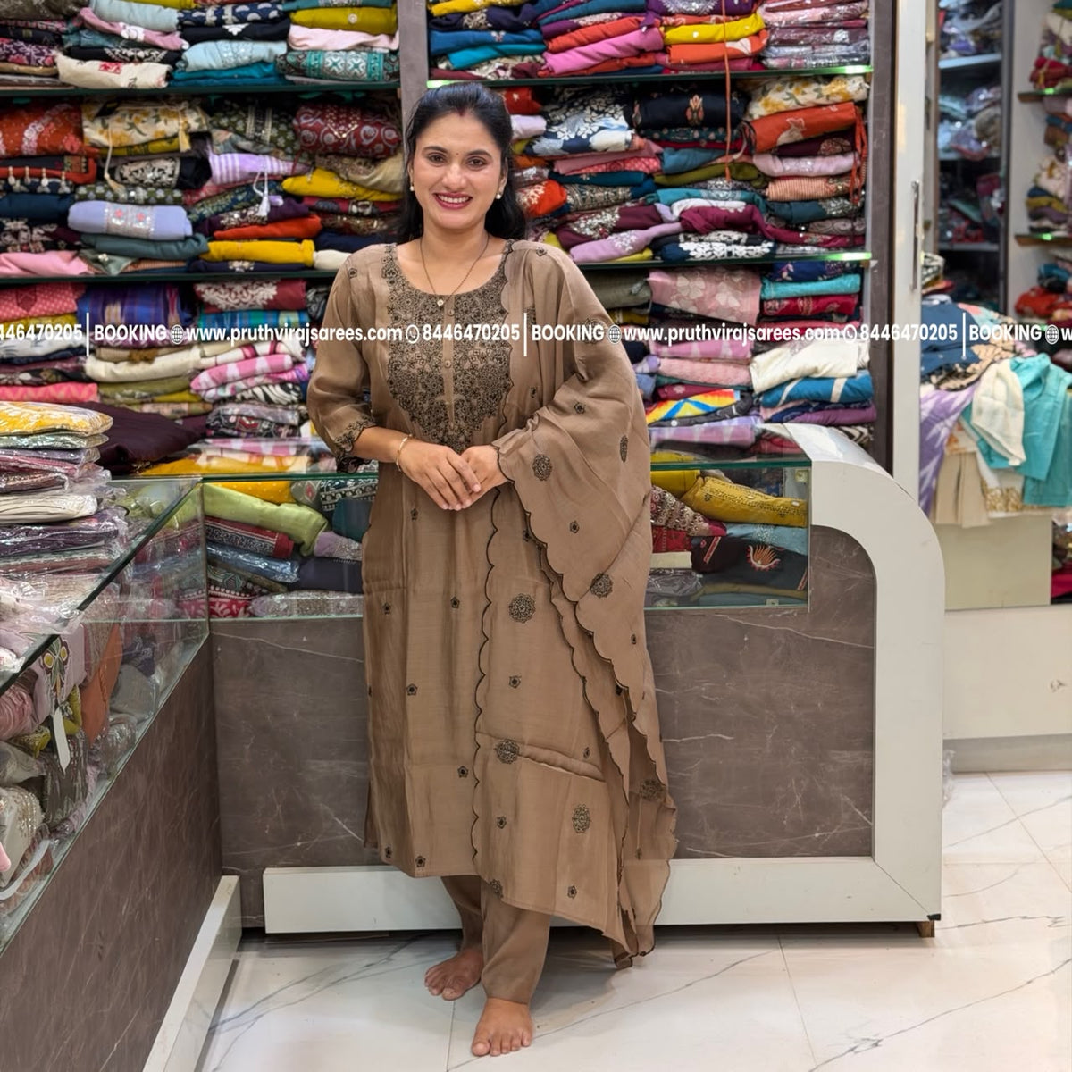 Coffee Colour Lakhanavi Designer Dress