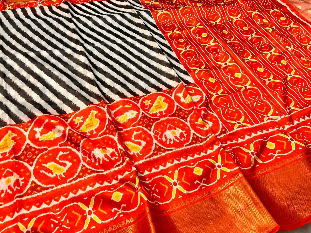 Patola Malai Print Silk Sarees