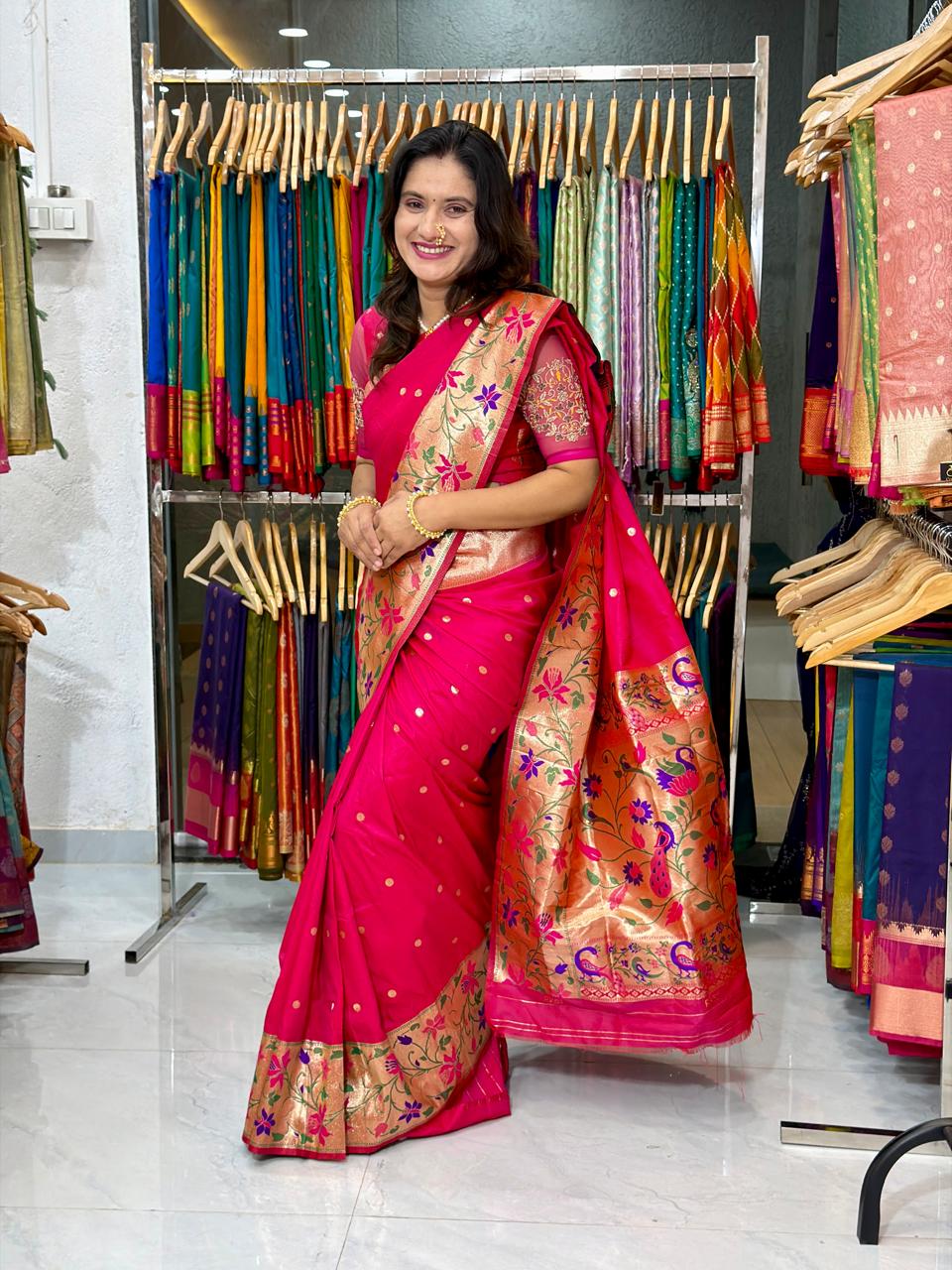 Floral Royale Silk Saree - PINK