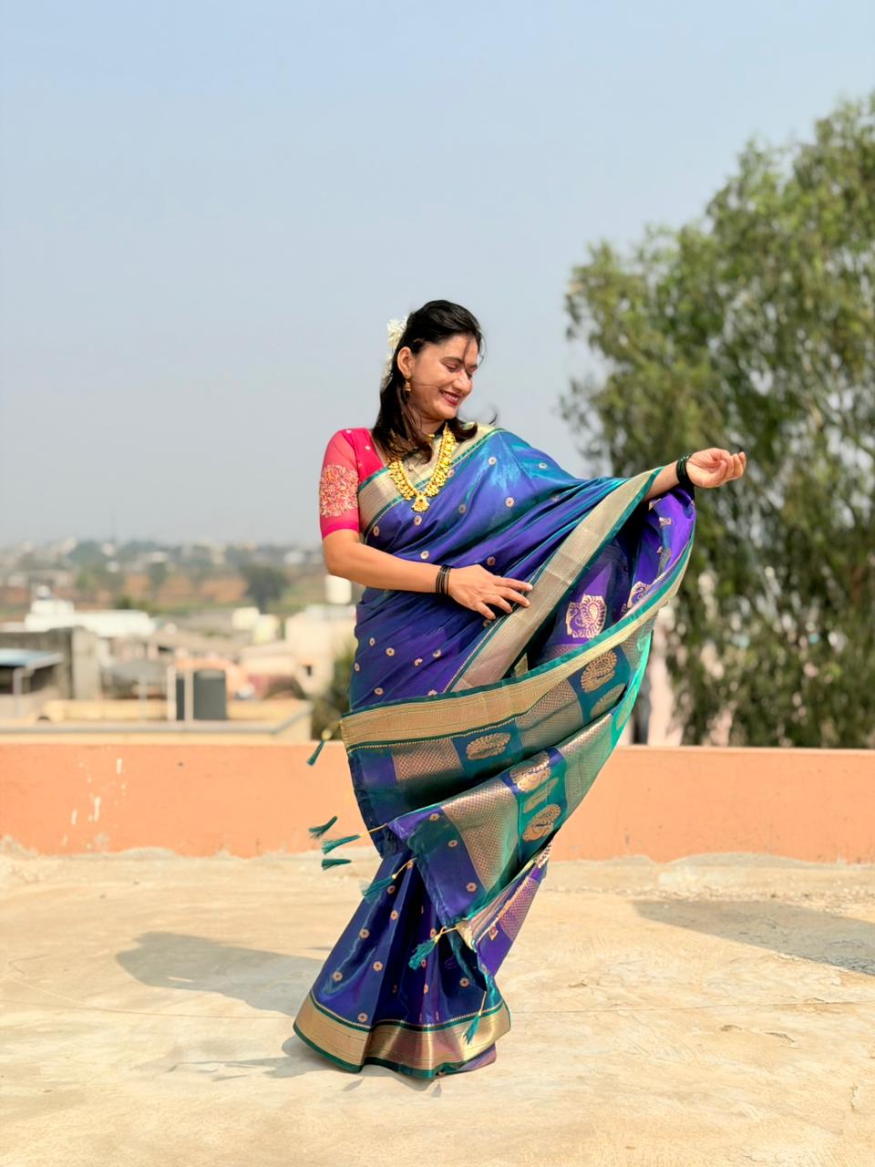 Bhumkai Jijamata pallu paithani saree