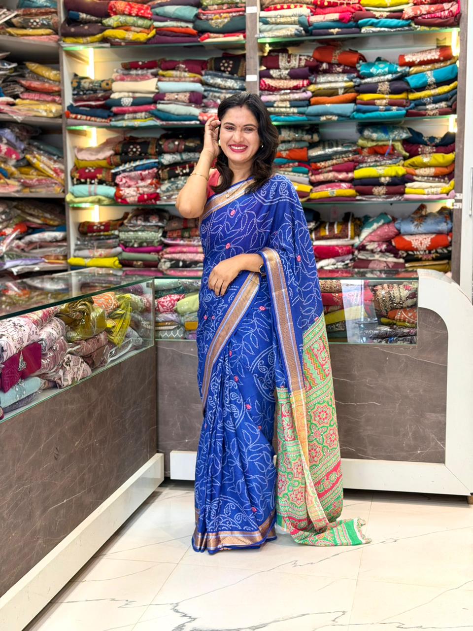 Jaipuri mal cotttone saree - BLUE
