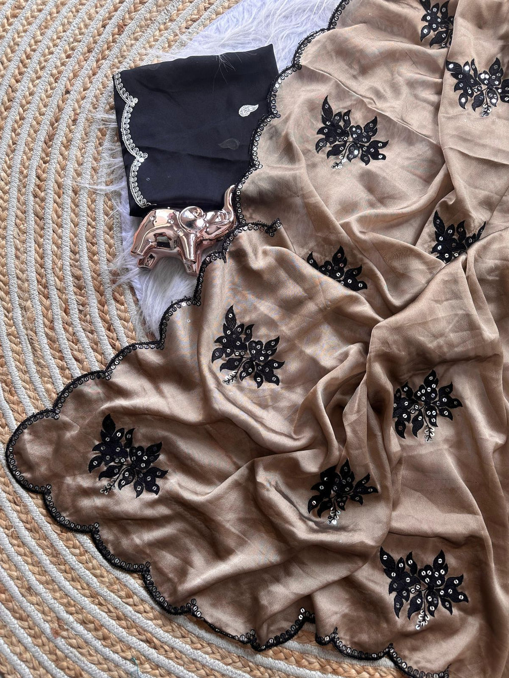 Black floral embroidery Saree