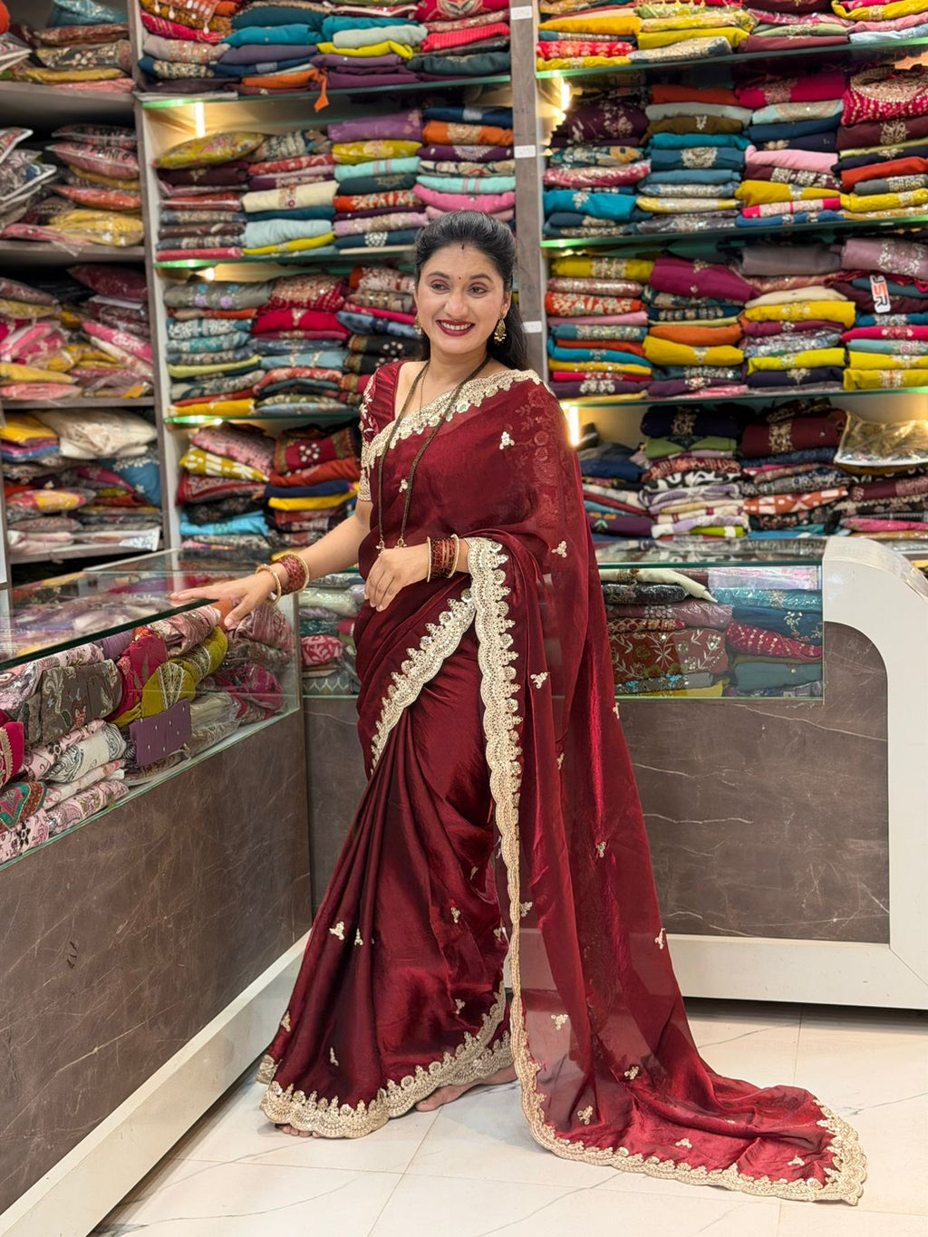 Asha saree - maroon