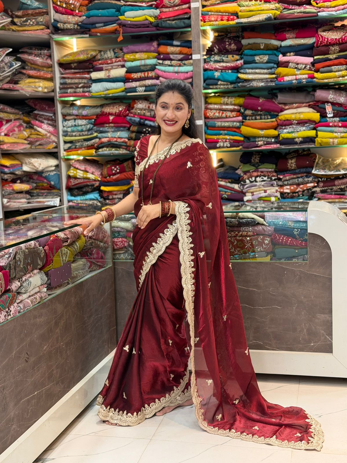 Asha saree - maroon