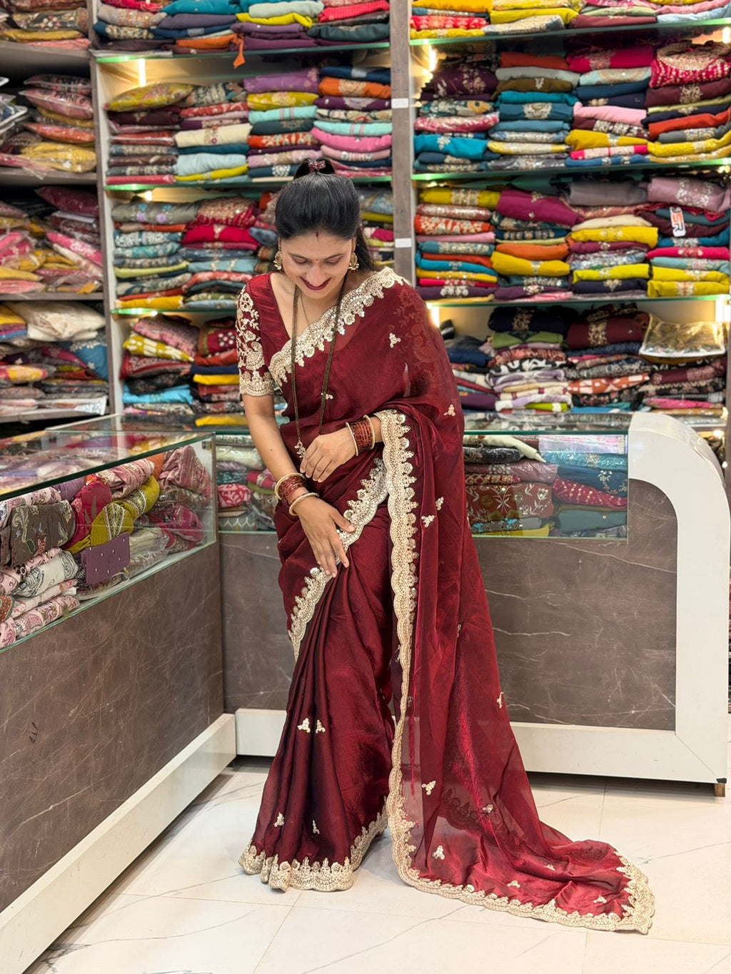 Asha saree - maroon
