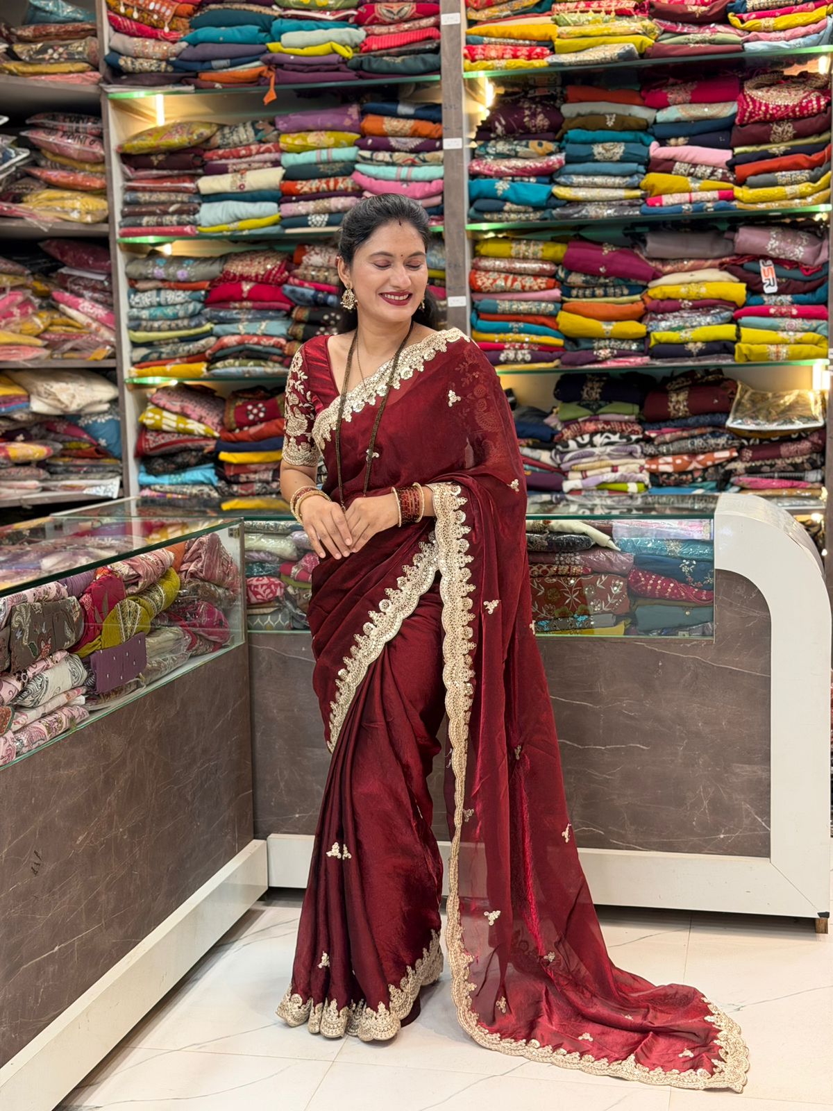 Asha saree - maroon