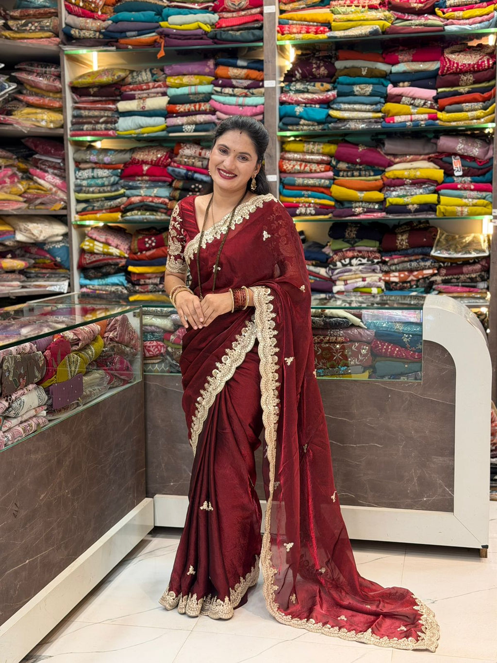 Asha saree - maroon