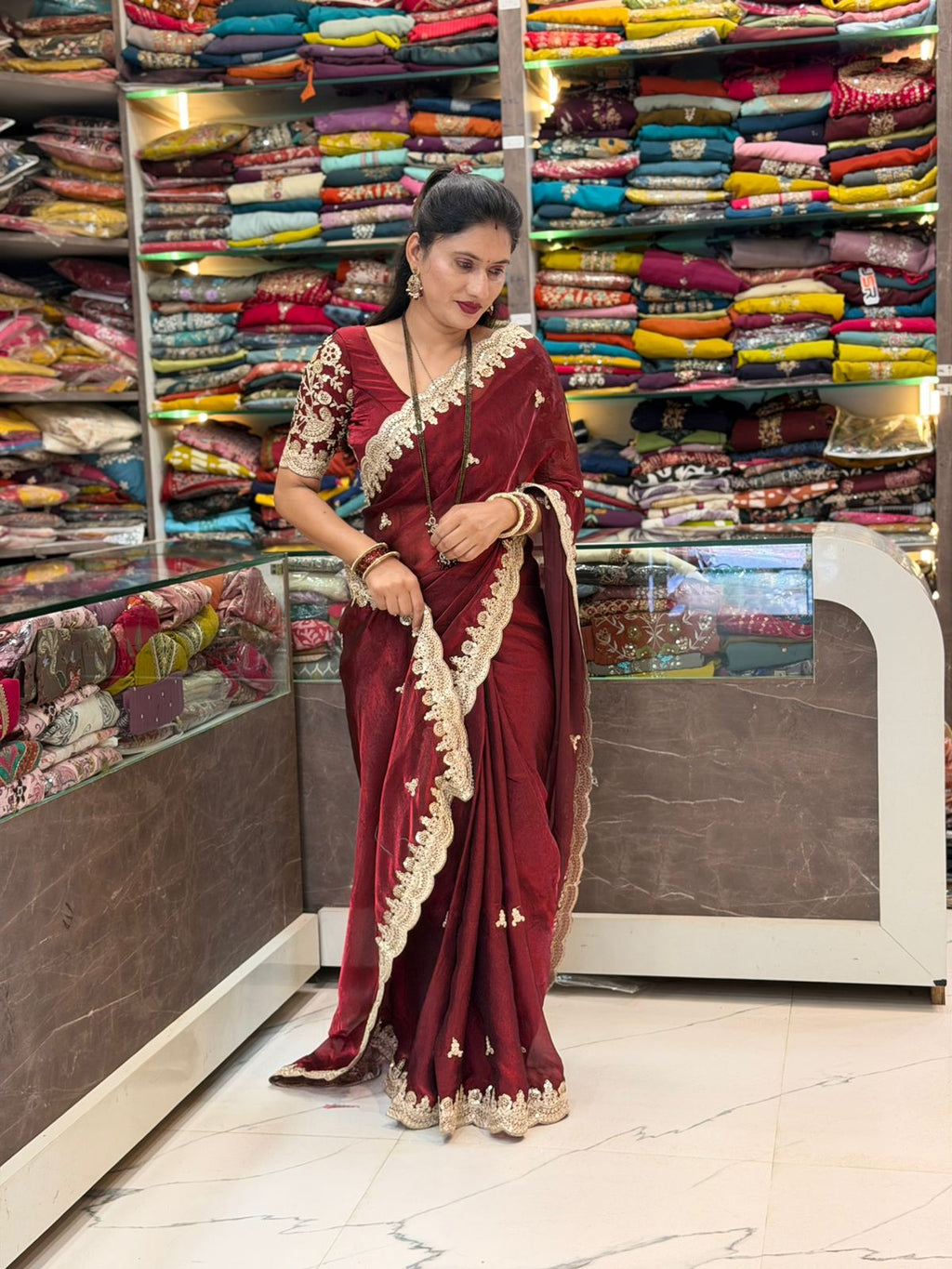Asha saree - maroon