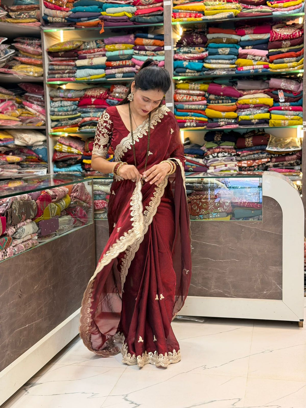 Asha saree - maroon