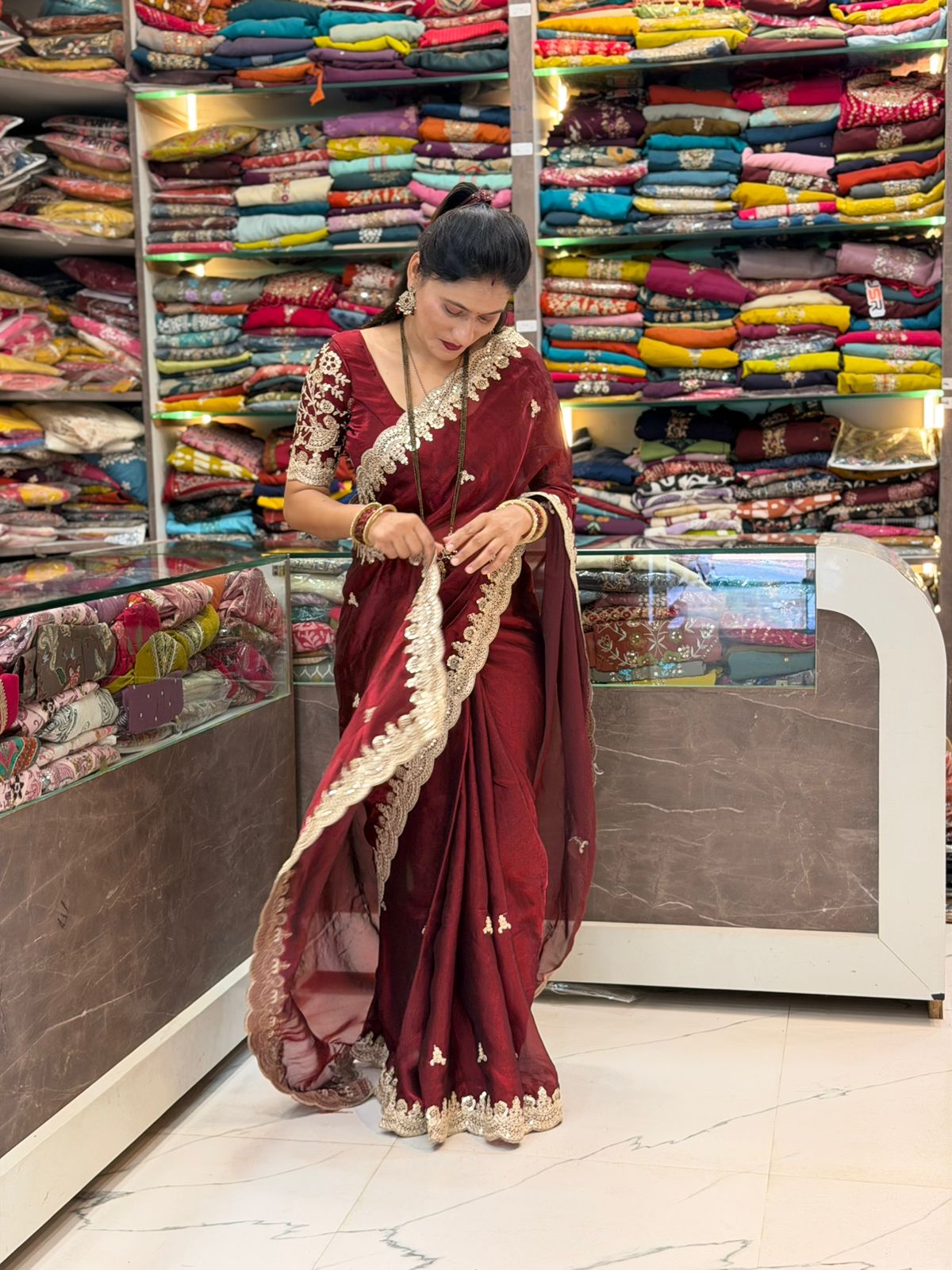 Asha saree - maroon