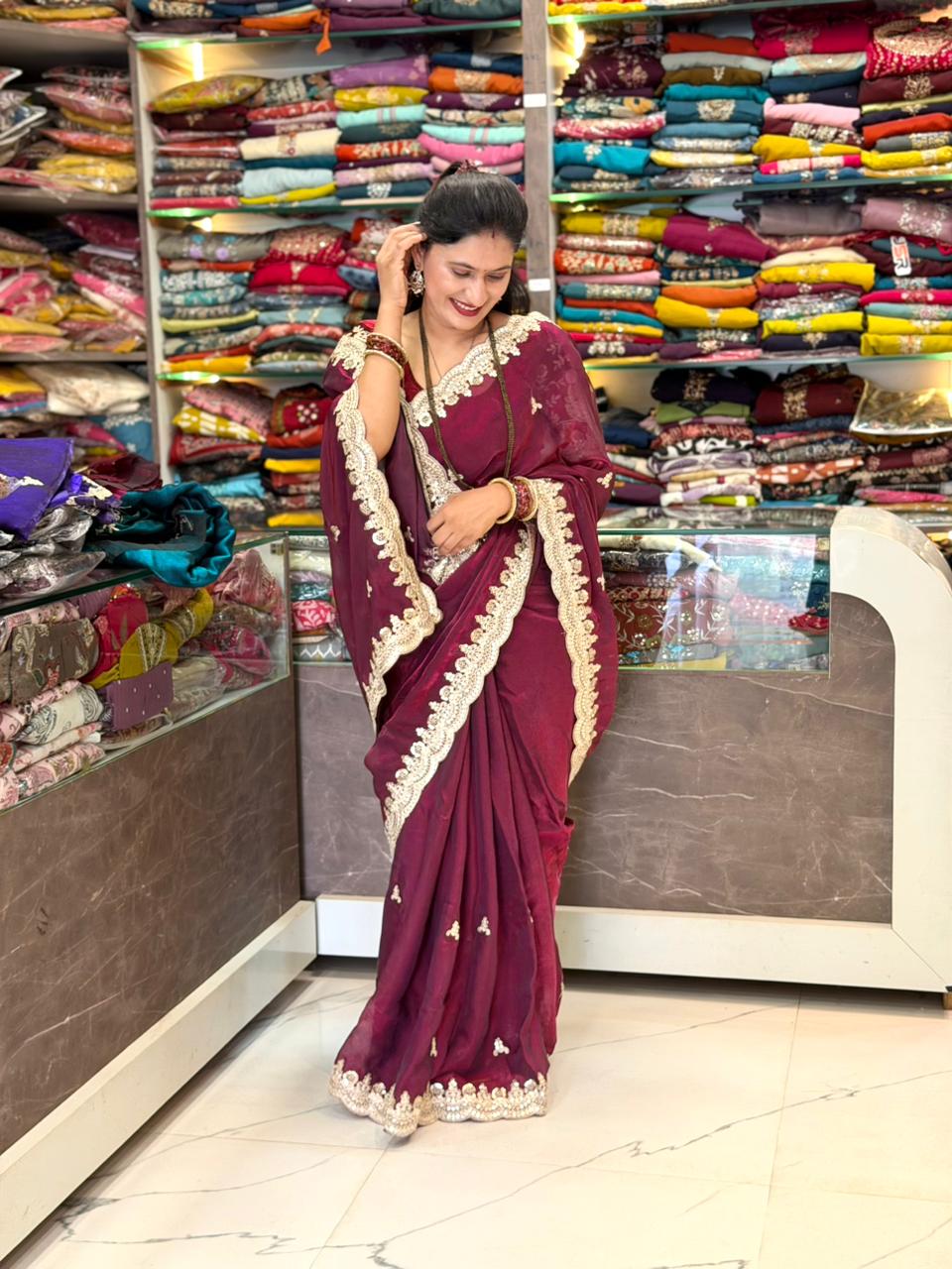 Asha saree - Wine