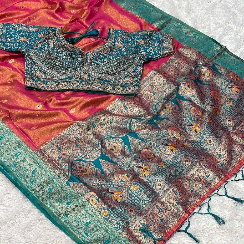 Premium Tishu Saree - Pink