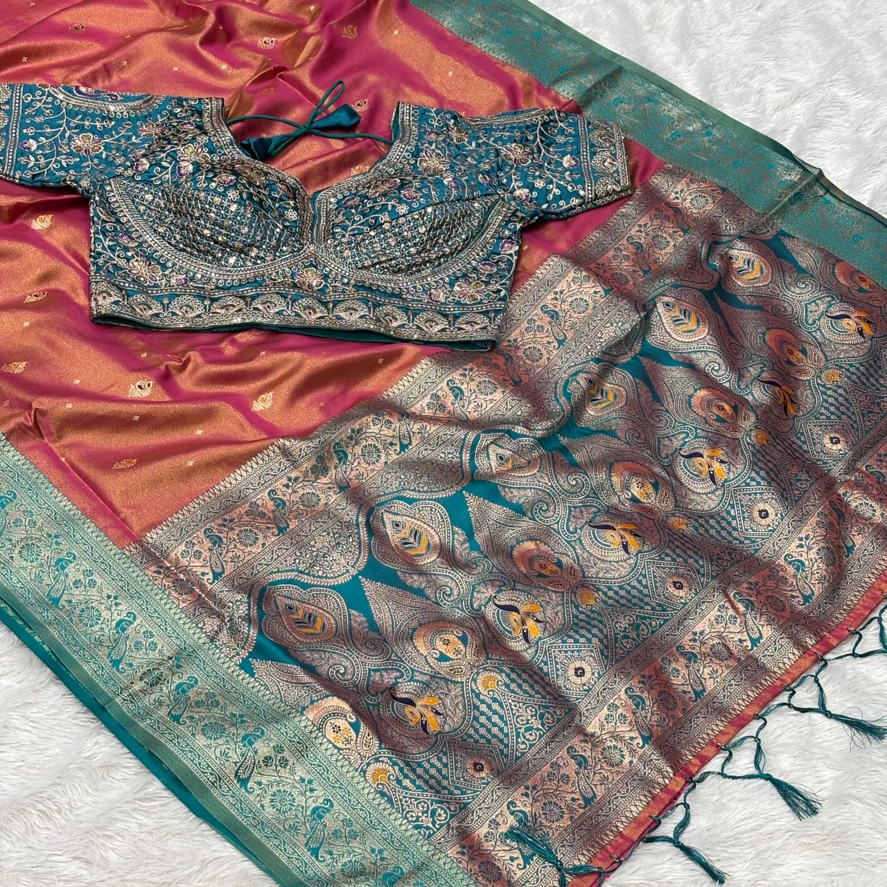 Premium Tishu Saree - Pink