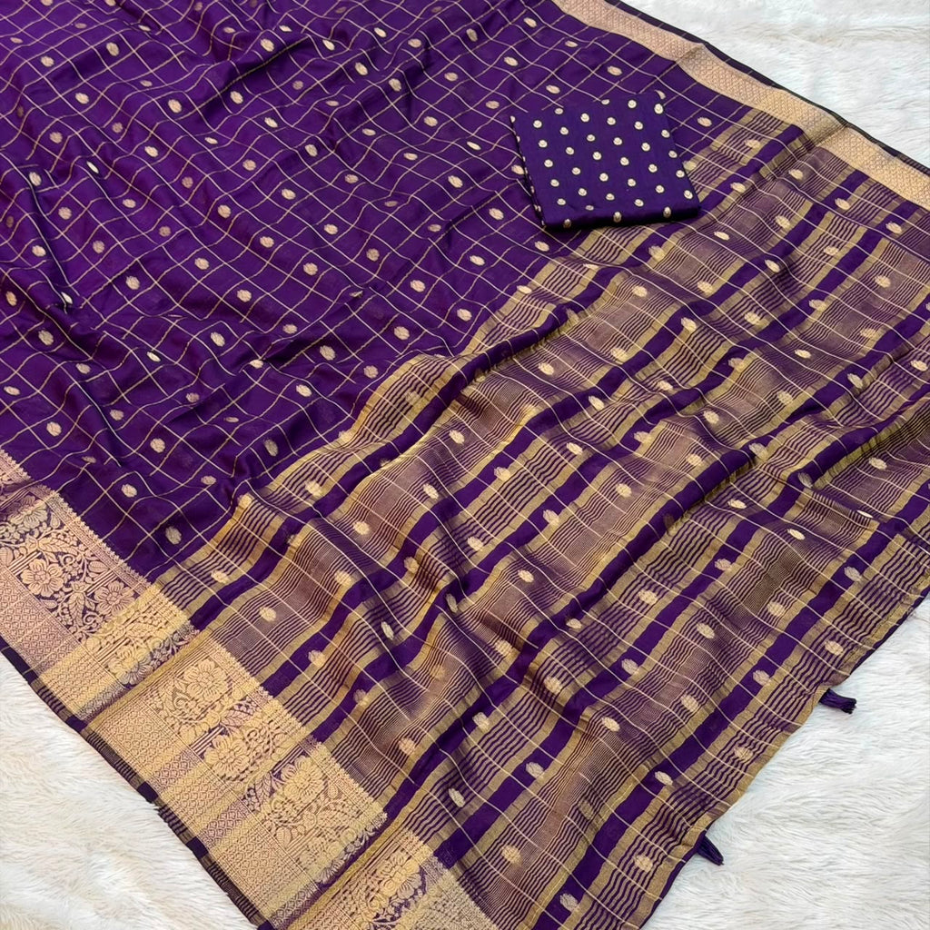 Viscose Check Saree