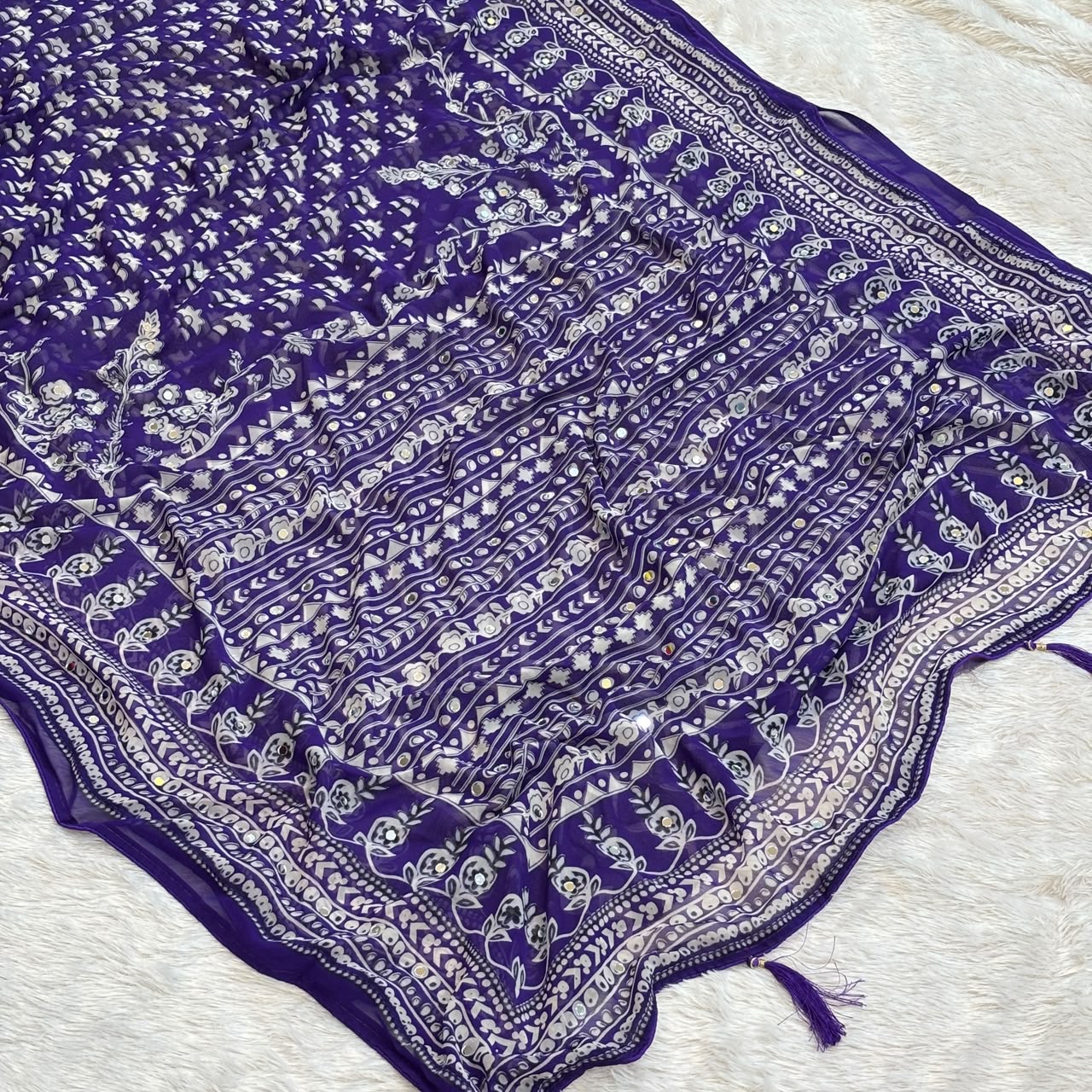 Karina Georgette Printed Saree - Purple
