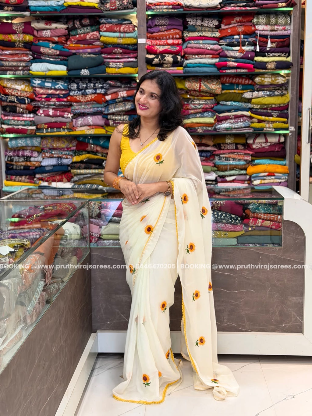 White Star Georgette Saree