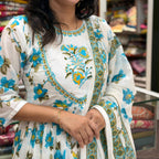 Mixed-Fabric Lining Dress Set - Sky Blue