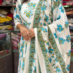 Mixed-Fabric Lining Dress Set - Sky Blue