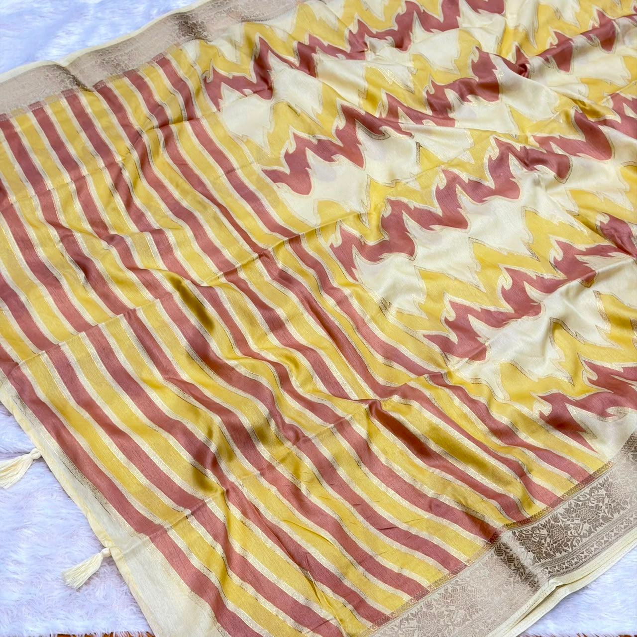 Soft Lahariya Saree - Yellow