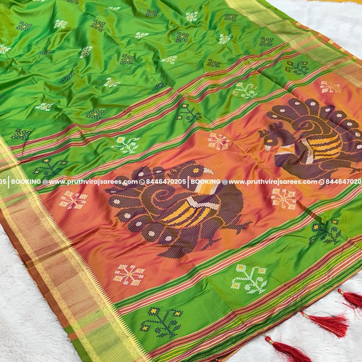 Patola Paithani Saree_parrot green