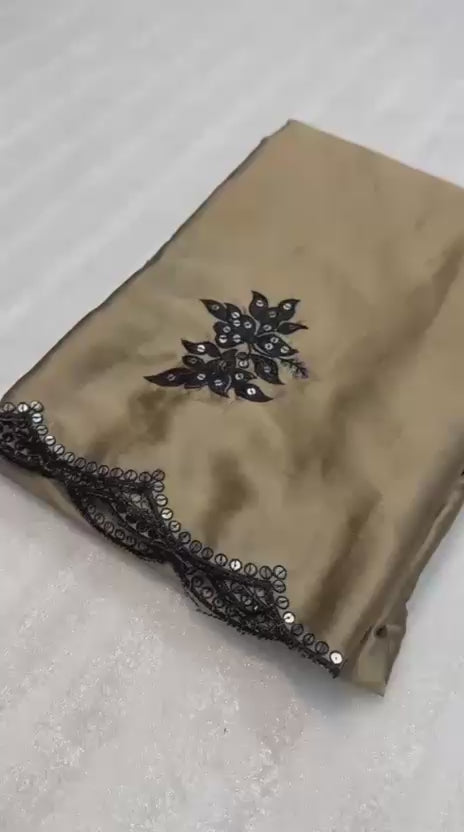 Black floral embroidery Saree