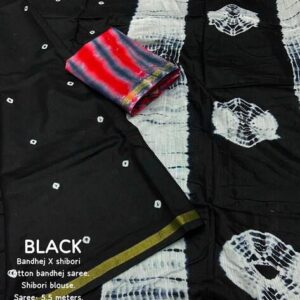 Bandhej X Shibori saree - Black