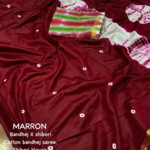Bandhej X Shibori saree - Maroon