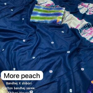 Bandhej X Shibori saree -  More Peach